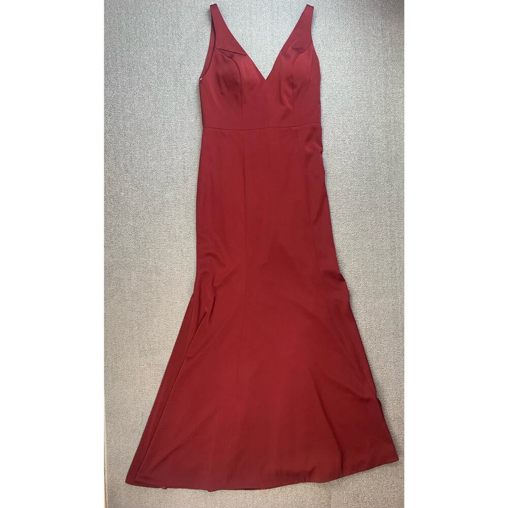Jenny Yoo Collection Jade 1816 Luxe Crepe‎ Dress Gown Cranberry Size 12